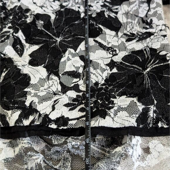 Y2K Lace Off Shoulder Blouse Women's Medium/Large Black White Floral Print - Picture 7 of 7